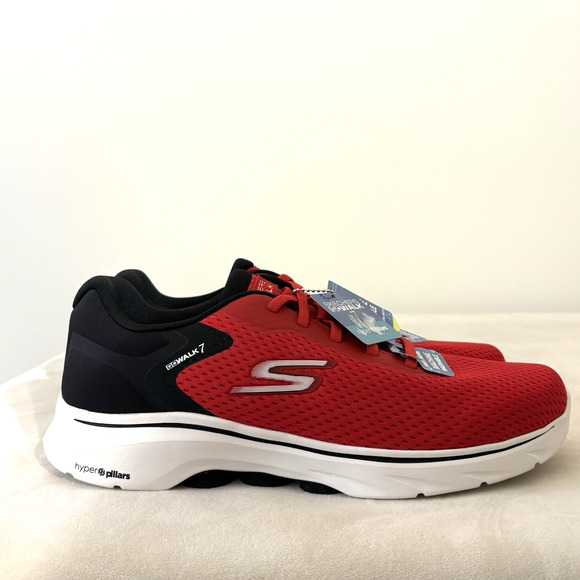 Skechers GoWalk 7 Sneakers Athletic Shoes Mens 13 Red Black Hyper Pillars - Picture 1 of 12